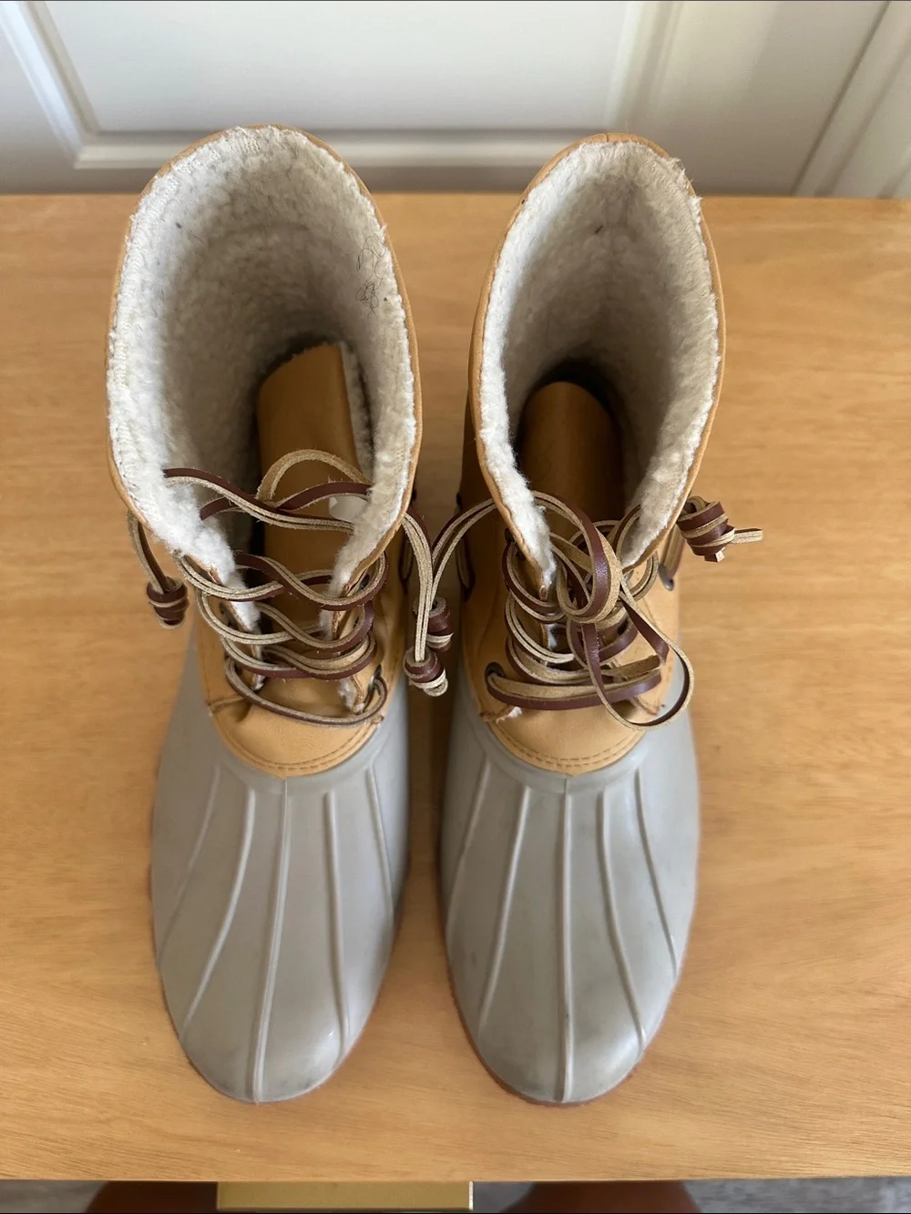 Seven7 Tan and Gray Women's Winter Rain Duck Boots